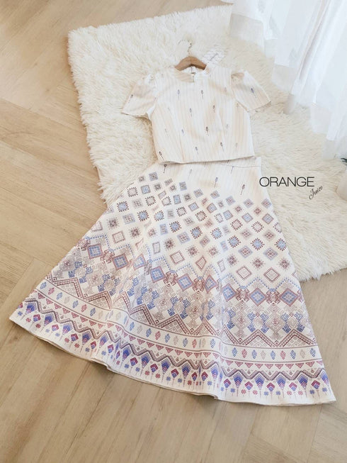 ORANGE JUICE Printed Tops With Long Skirts Sets